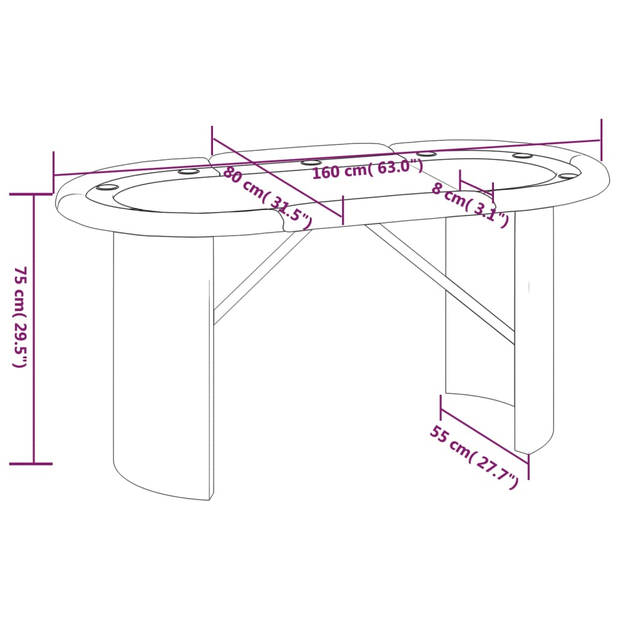 vidaXL Pokertafel voor 10 spelers 160x80x75 cm groen