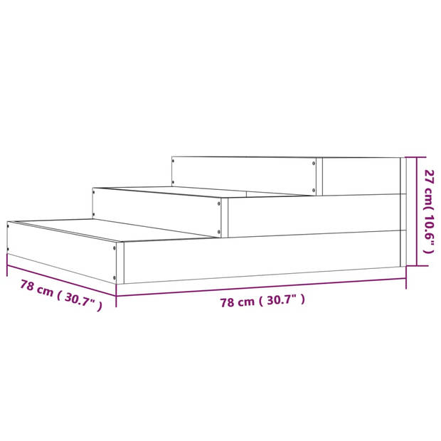 vidaXL Plantenbak 78x78x27 cm massief grenenhout zwart