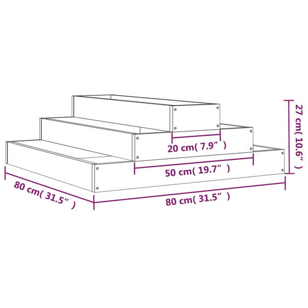 vidaXL Plantenbak 80x80x27 cm massief grenenhout honingbruin