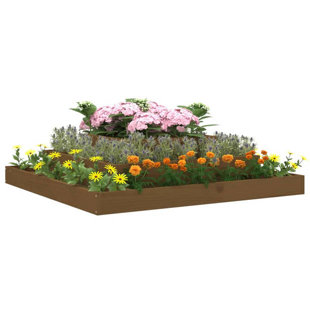 vidaXL Plantenbak 110x110x27 cm massief grenenhout honingbruin