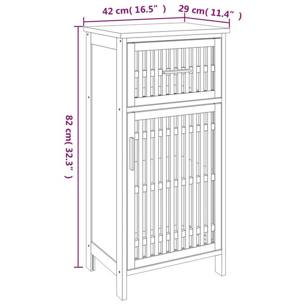 vidaXL Badkamerkast 42x29x82 cm massief walnotenhout