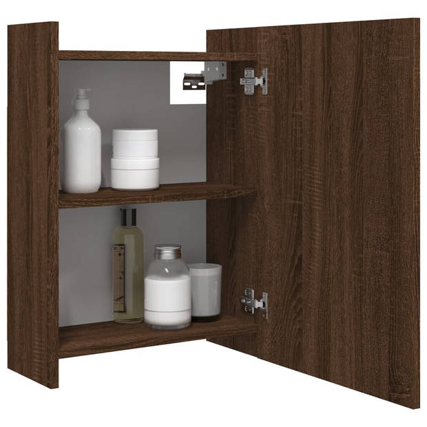 The Living Store Badkamerspiegelkast - Bewerkt hout - Wandmontage - 62.5 x 20.5 x 64 cm - Bruineiken