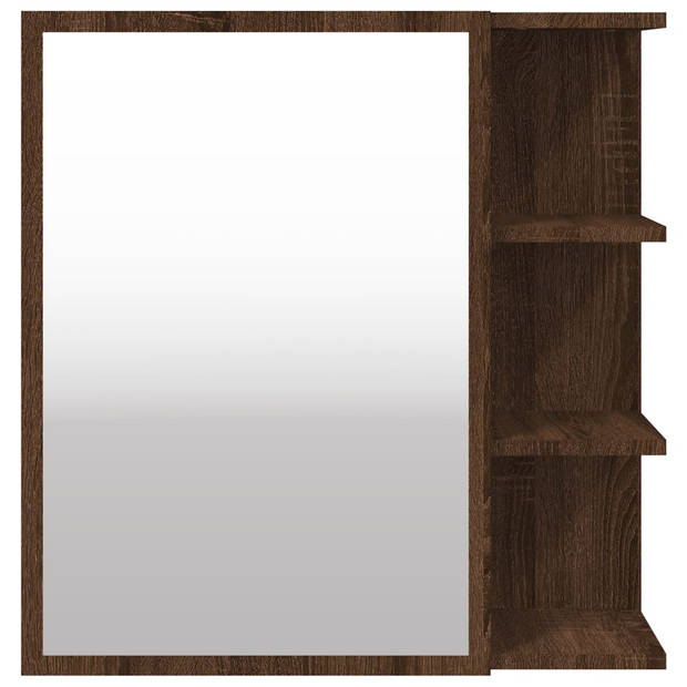 The Living Store Badkamerspiegelkast - Bewerkt hout - Wandmontage - 62.5 x 20.5 x 64 cm - Bruineiken