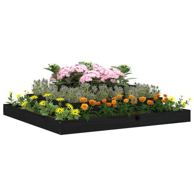 vidaXL Plantenbak 110x110x27 cm massief grenenhout zwart