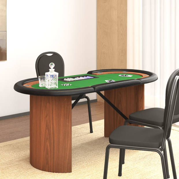 vidaXL Pokertafel voor 10 spelers met fichebak 160x80x75 cm groen