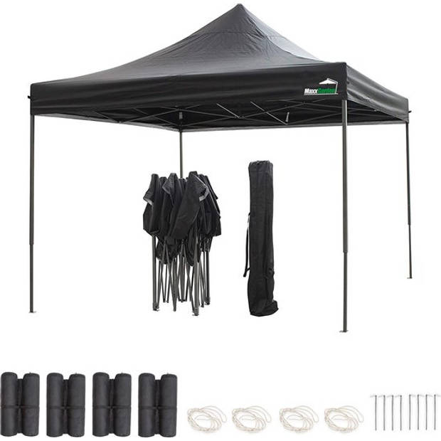 MaxxGarden Partytent - Paviljoen - 3x3 - Easy Up - Opvouwbaar - Waterdicht - Incl. Draagtas - Zwart