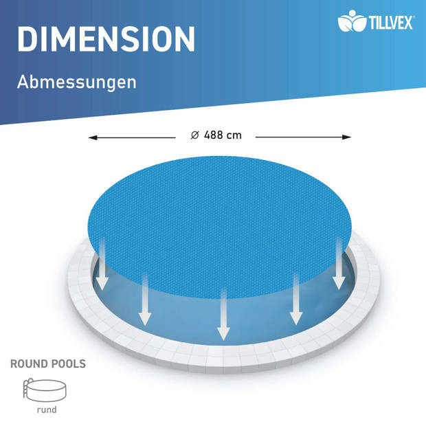 Tillvex- zwembad zeil- rond Ø 488 cm- afdekzeil -solar afdekhoes- zonnezeil- zonneverwarming - zwembadverwarming -ver...