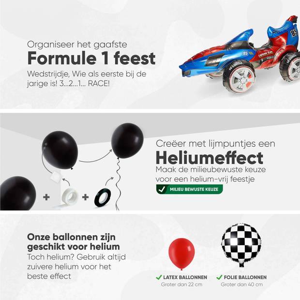 Fissaly® 81 Stuks Race Formule 1 Feest Versiering – Decoratie – Grand Prix & Racewagen - Themafeest Verjaardag - Feestje