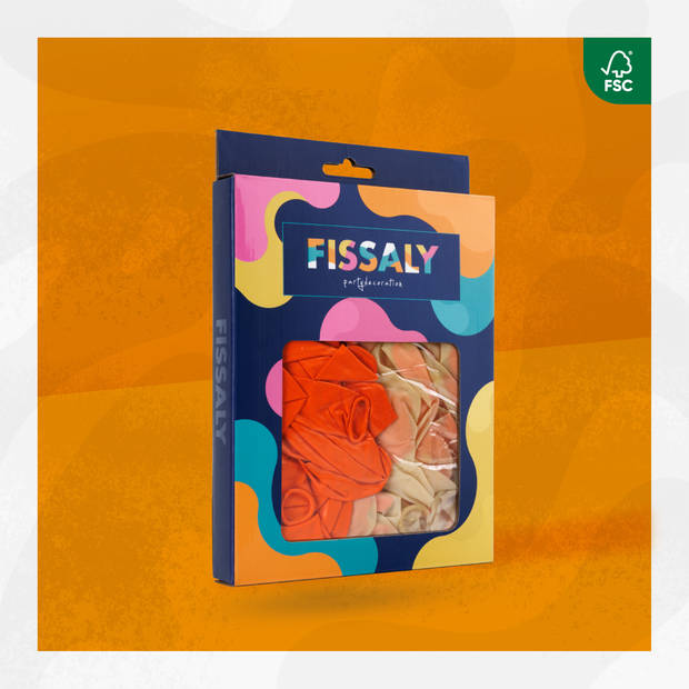 Fissaly® 40 stuks Oranje Helium Ballonnen met Lint – Verjaardag Decoratie – Koningsdag - Papieren Confetti – Latex