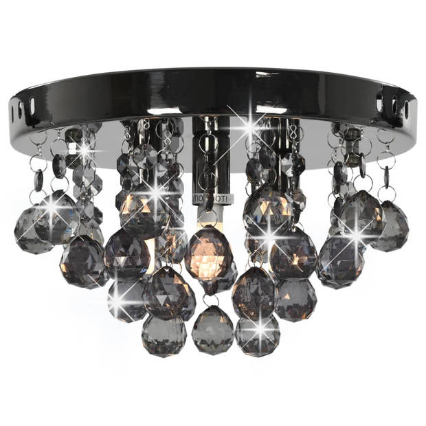 vidaXL Plafondlamp met smoky kralen rond G9 zwart