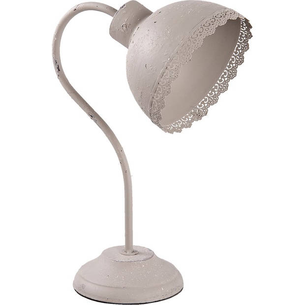 HAES DECO - Bureaulamp - Shabby Chic - Vintage / Retro Lamp, 15x25x35 cm - Grijs Metaal - Tafellamp, Sfeerlamp