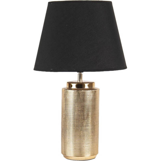 HAES DECO - Tafellamp - Modern Chic - Goudkleurige Lamp, Ø 30x50 cm - Bureaulamp, Sfeerlamp, Nachtlampje