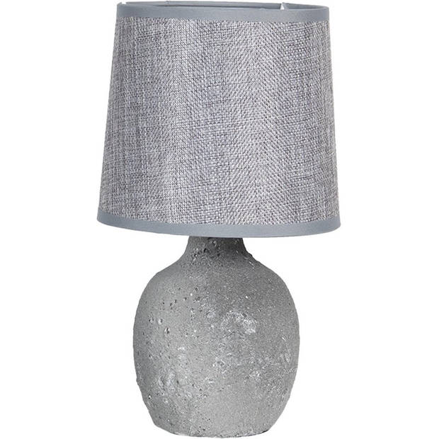 HAES DECO - Tafellamp - Natural Cosy - Grijze Keramieke Lamp, Ø 15x26 cm - Bureaulamp, Sfeerlamp, Nachtlampje