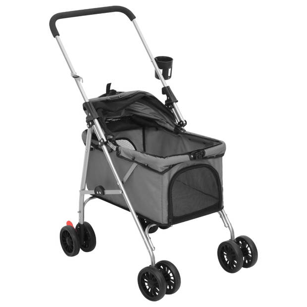 vidaXL Hondenwagen inklapbaar 76x50x100 cm oxford stof grijs