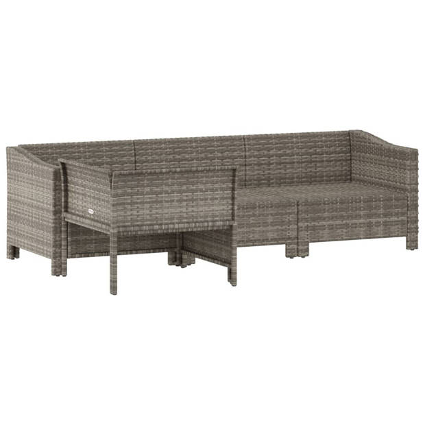 vidaXL 4-delige Loungeset met kussens poly rattan grijs