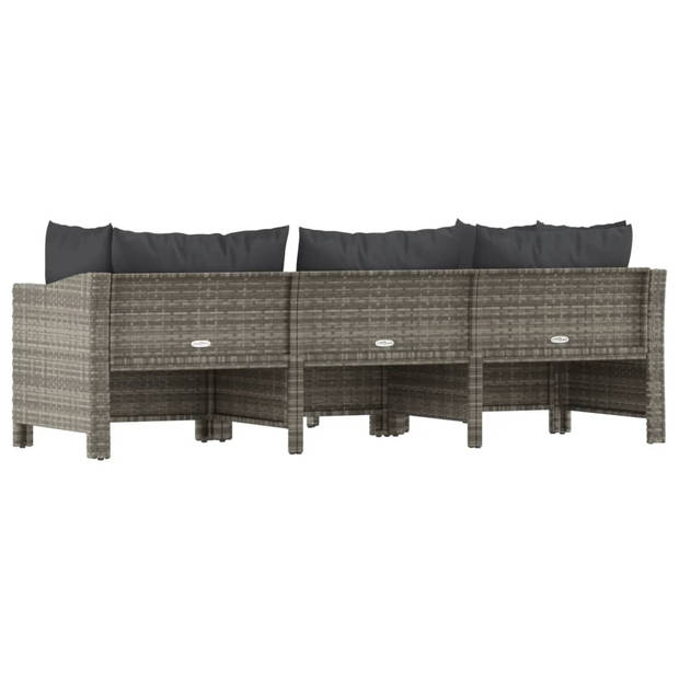 vidaXL 4-delige Loungeset met kussens poly rattan grijs