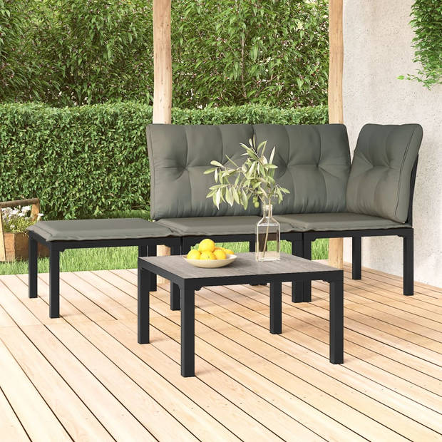 vidaXL Salontafel tuin 55x55x31 cm DPC en staal grijs