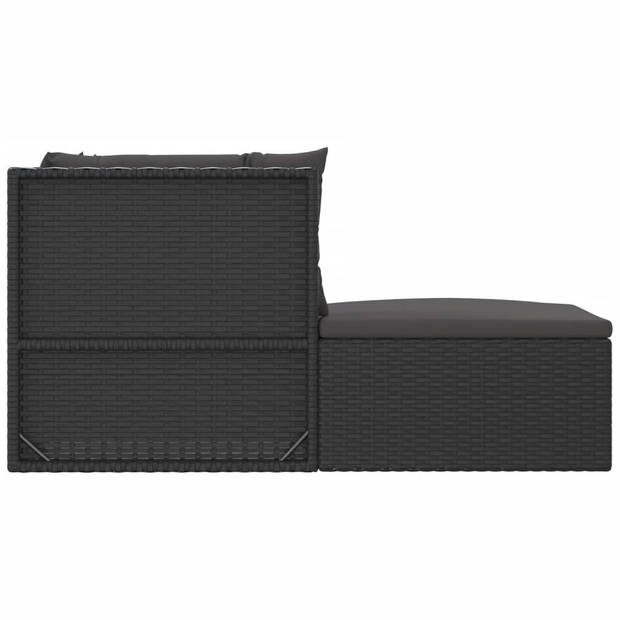 vidaXL 5-delige Loungeset met kussens poly rattan zwart