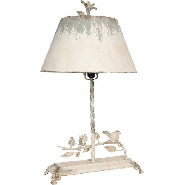 HAES DECO - Tafellamp - Shabby Chic - Vintage / Retro Lamp met Vogels. 44x43x75 cm - Bureaulamp, Sfeerlamp, Nachtlampje