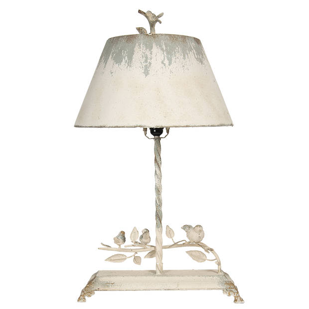 HAES DECO - Tafellamp - Shabby Chic - Vintage / Retro Lamp met Vogels. 44x43x75 cm - Bureaulamp, Sfeerlamp, Nachtlampje