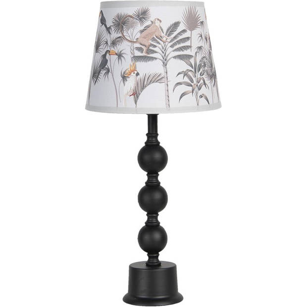 HAES DECO - Tafellamp - City Jungle - Vogels met Apen bedrukte Lamp, Ø 24x37 cm - Bureaulamp, Sfeerlamp, Nachtlampje