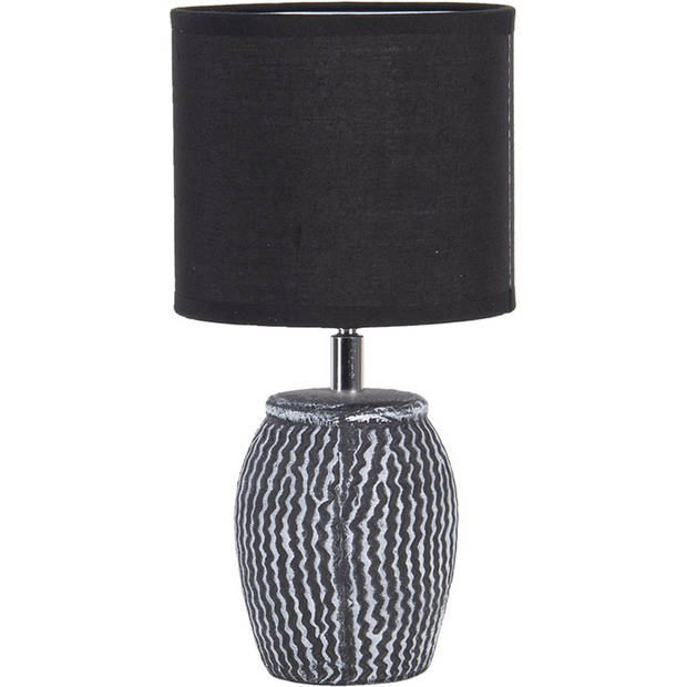 HAES DECO - Tafellamp - Modern Chic - Stijlvolle Lamp, Ø 15x26 cm - Grijs/Wit - Bureaulamp, Sfeerlamp, Nachtlampje