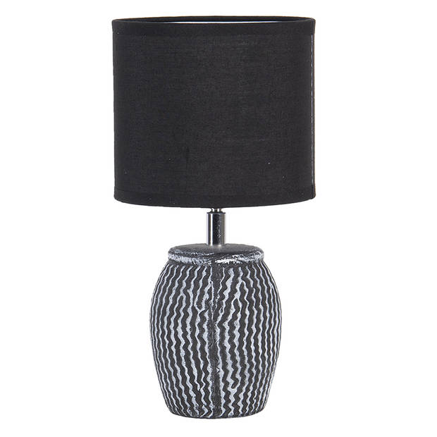 HAES DECO - Tafellamp - Modern Chic - Stijlvolle Lamp, Ø 15x26 cm - Grijs/Wit - Bureaulamp, Sfeerlamp, Nachtlampje