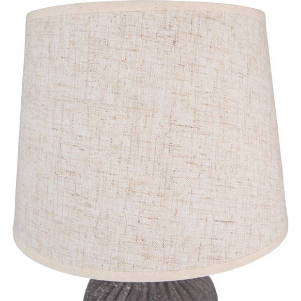 HAES DECO - Tafellamp - Natural Cosy - Keramieke Lamp, Ø 24x45 cm - Grijs/Beige - Bureaulamp, Sfeerlamp, Nachtlampje