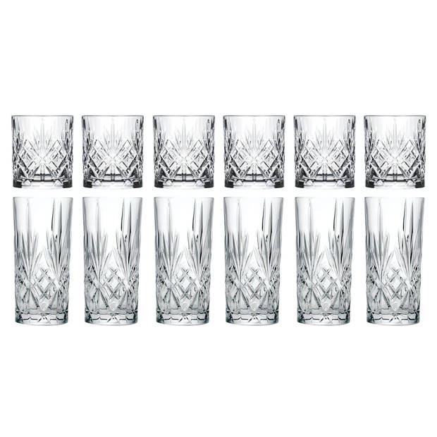 Cookinglife Glazenset (cocktailglazen & longdrinkglazen) Moy - 12 delige set