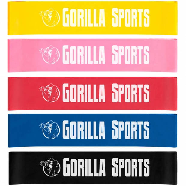 Gorilla Sports Fitnessbanden Set van 5 - Weerstandsbanden - resistance band