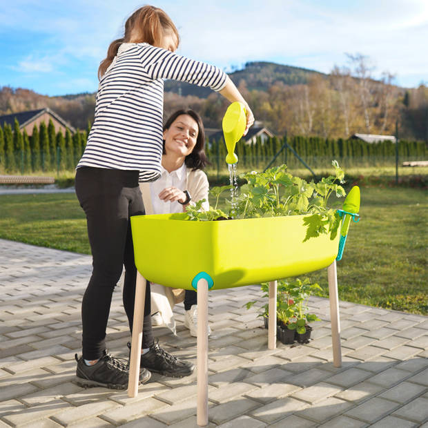 Gardenico Kweektafel van kunststof voor kinderen Moestuintafel / moestuinbak voor tuin / balkon / terras in groen