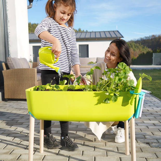 Gardenico Kweektafel van kunststof voor kinderen Moestuintafel / moestuinbak voor tuin / balkon / terras in groen