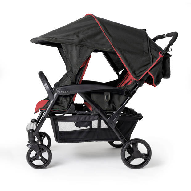 GAGGLE Odyssey 4x4 Quad Kinderwagen voor 4 kinderen Buggy met zonnekap in Rood / Zwart