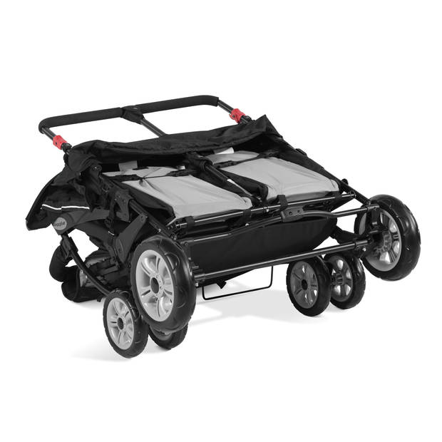 GAGGLE Compass 4x4 Quad Kinderwagen voor 4 kinderen Buggy met verstelbare gordel & zonnekap in Zwart