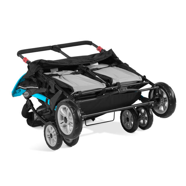 GAGGLE Compass 4x4 Quad Kinderwagen voor 4 kinderen Buggy met verstelbare gordel & zonnekap in Blauw / Zwart