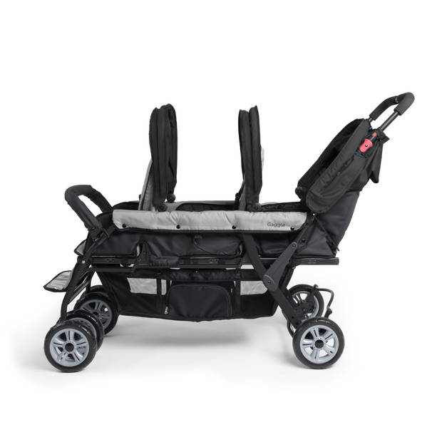 GAGGLE Compass Kinderwagen voor 3 kinderen Buggy met verstelbare gordel & zonnekap in Zwart