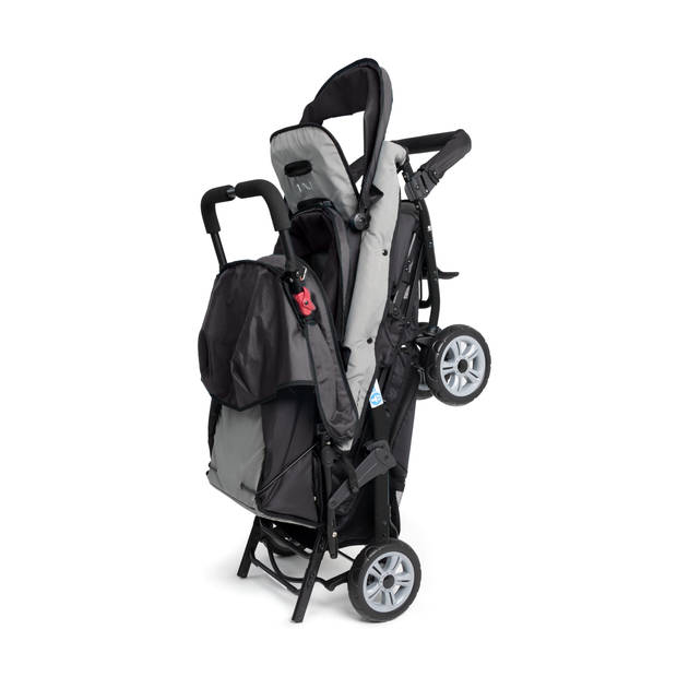 GAGGLE Compass Kinderwagen voor 3 kinderen Buggy met verstelbare gordel & zonnekap in Zwart