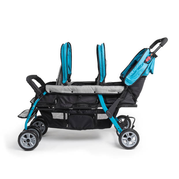 GAGGLE Compass Kinderwagen voor 3 kinderen Buggy met verstelbare gordel & zonnekap in Zwart / Blauw