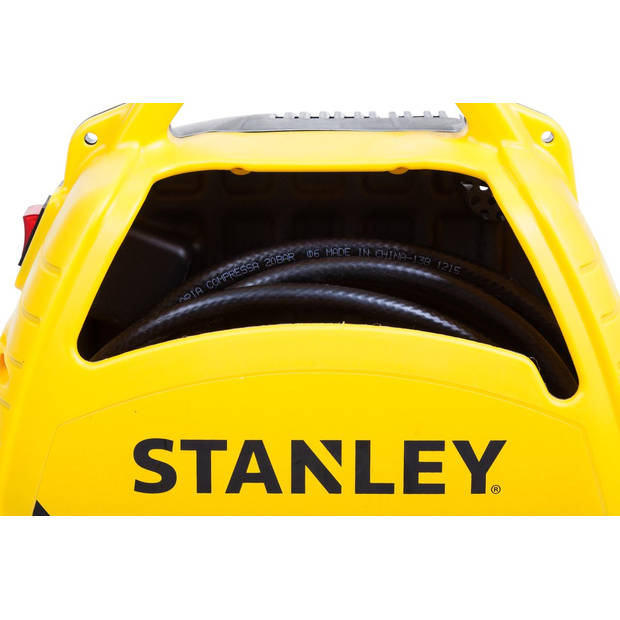 Stanley Compressor - 8Bar - Incl. Luchtslang, Luchtpistool met Drukmeter en Mondstukken