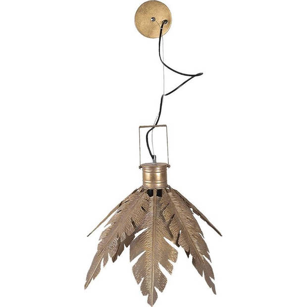 HAES DECO - Hanglamp - City Jungle - Goudkleurige Bladeren, Ø 45x31 cm - Hanglamp Eettafel, Hanglamp Eetkamer