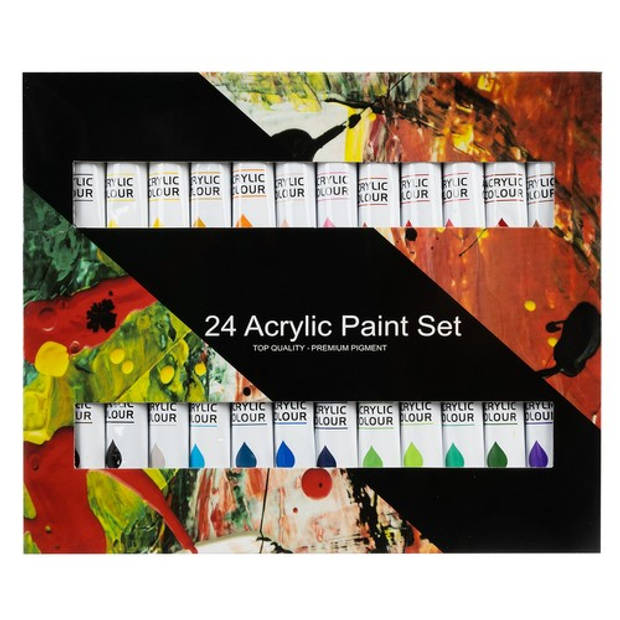 Maaleo 24 kleuren acrylverf set - In 12 ml tubes - Universeel gebruik - Hobby schilderen