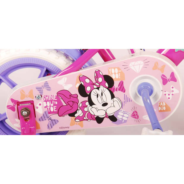 Disney Minnie Cutest Ever! Kinderfiets - Meisjes - 10 inch - Roze/Wit/Paars - Doortrapper - Met mandje