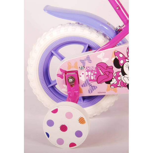 Disney Minnie Cutest Ever! Kinderfiets - Meisjes - 10 inch - Roze/Wit/Paars - Doortrapper - Met mandje