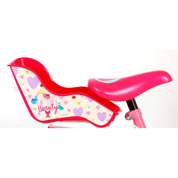 Disney Princess Kinderfiets - Meisjes - 16 inch - Roze - Twee handremmen - Met mandje voor en poppenzitje achter