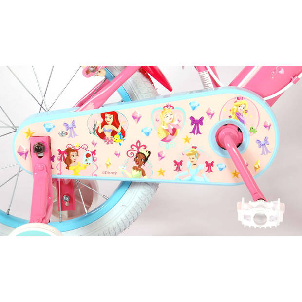Disney Princess Kinderfiets - Meisjes - 16 inch - Roze - Twee handremmen - Met mandje voor en poppenzitje achter