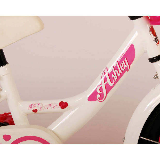 Volare Meisjesfiets Ashley 12 Inch 21,5 cm Meisjes Terugtraprem Wit/Roze