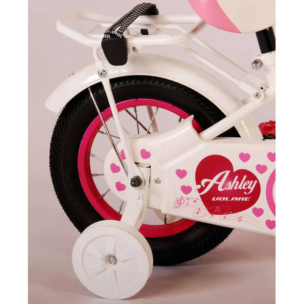 Volare Meisjesfiets Ashley 12 Inch 21,5 cm Meisjes Terugtraprem Wit/Roze