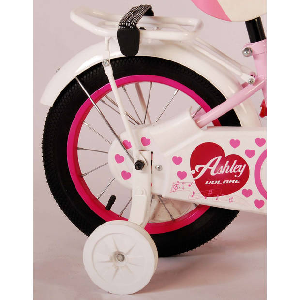 Volare Meisjesfiets Ashley 14 Inch 22,5 cm Meisjes Terugtraprem Lichtroze/Wit