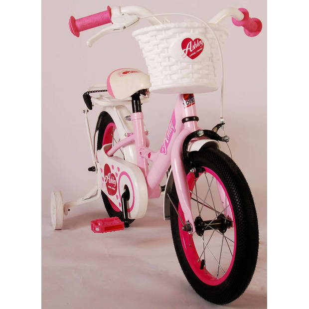 Volare Meisjesfiets Ashley 14 Inch 22,5 cm Meisjes Terugtraprem Lichtroze/Wit