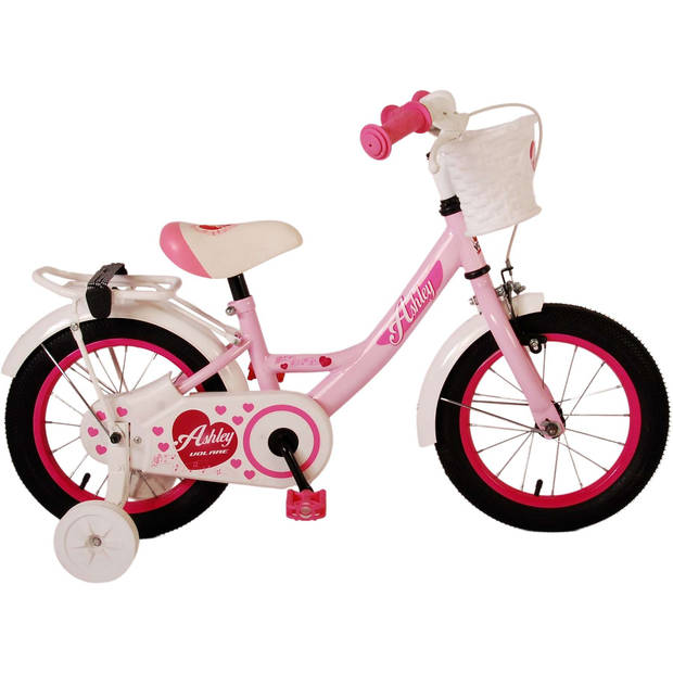 Volare Meisjesfiets Ashley 14 Inch 22,5 cm Meisjes Terugtraprem Lichtroze/Wit